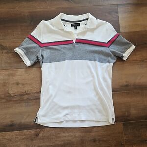 Banana Republic White and Gray Dress Polo